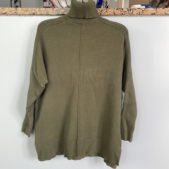 TIME and TRU Olive Green Turtleneck Longline Knit Sweater Blouse; - Picture 1 of 8